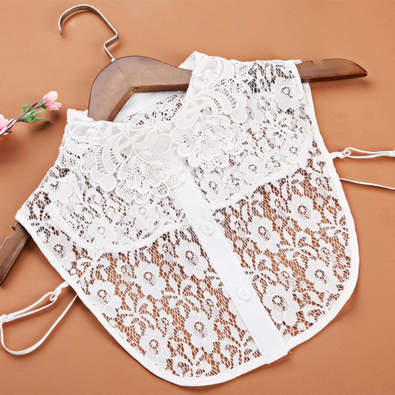 Yoioi Áo Sweater Cổ Tròn Giả Vải Sheer Thêu Họa Tiết Có Thể Tháo Rời Cho Nữ F