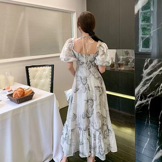 Đầm Dài In Họa Tiết Mực