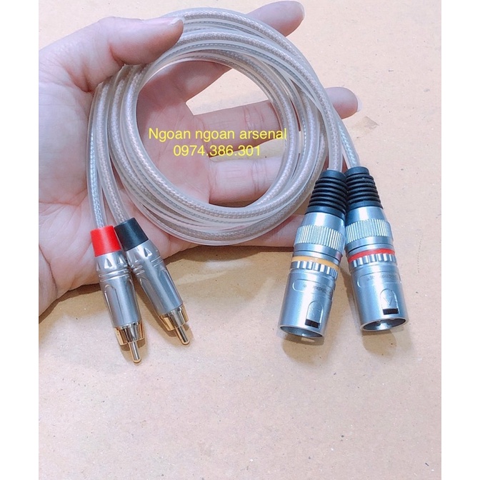 Dây tín hiệu 2 Canon xlr đực cái ra 2 hoa sen av rca loại chất lượng