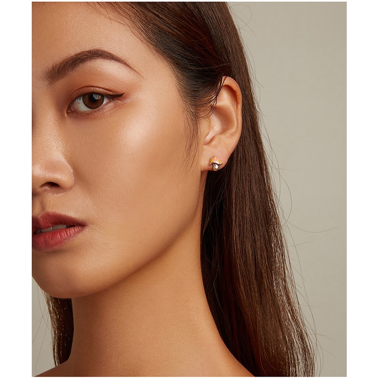 Đôi bông tai BAMOER SCE1336 bằng bạc 925 hình cây nấm mini đáng yêu dùng làm phụ kiện trang sức