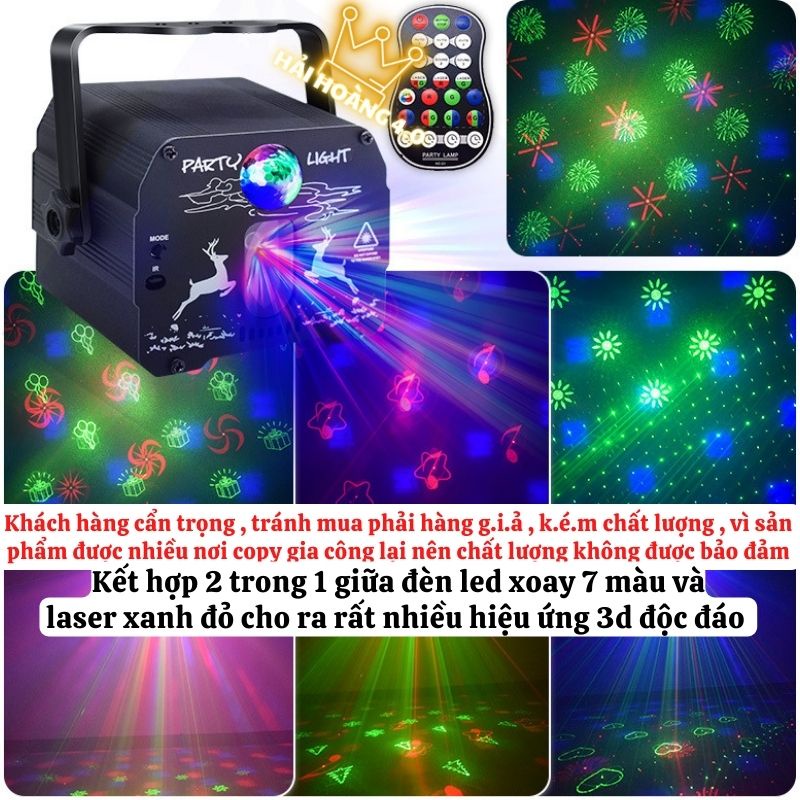 Đèn Laser Phòng Bay, Đèn Bay Phòng Theo Nhạc 2 Trong 1 Tích Hợp Đèn Led 7 Màu Dùng Cho Phòng Karaoke Sân Khấu