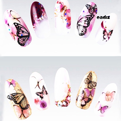 1 Miếng Dán Trang Trí Móng Tay Chuyển Nước Hình Bướm DIY