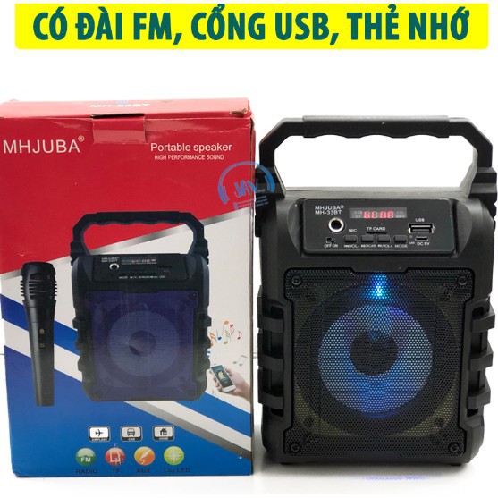 TẶNG 1 MIC KARAOKE CÓ VANG 100K] Loa Kẹo Kéo Karaoke Bluetooth Mini MH-33bt - Tiện lợi - Âm to - Cực đã - JAVA Shop - Lo