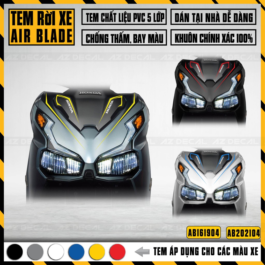 Tem Rời Xe Airblade Mẫu Tem Chỉ Cực Dễ Dán | AB04 | Decal Chế Chất Liệu Tem Chống Nước, Bền Màu, Làm Đẹp Xe