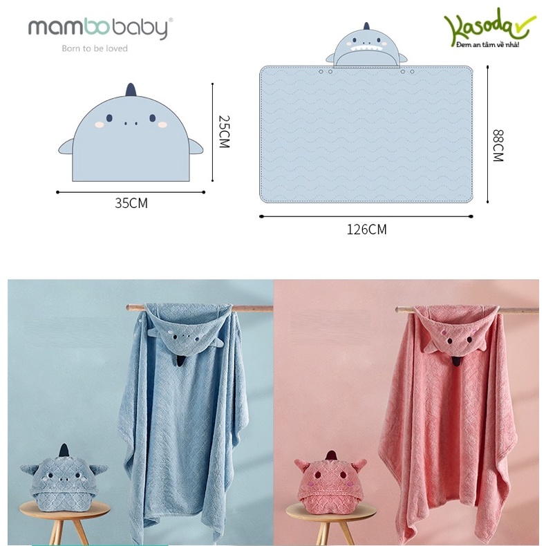 Khăn choàng tắm cho bé siêu thấm hút siêu mềm mại  giữ ấm thân thiện với là da Mambobaby