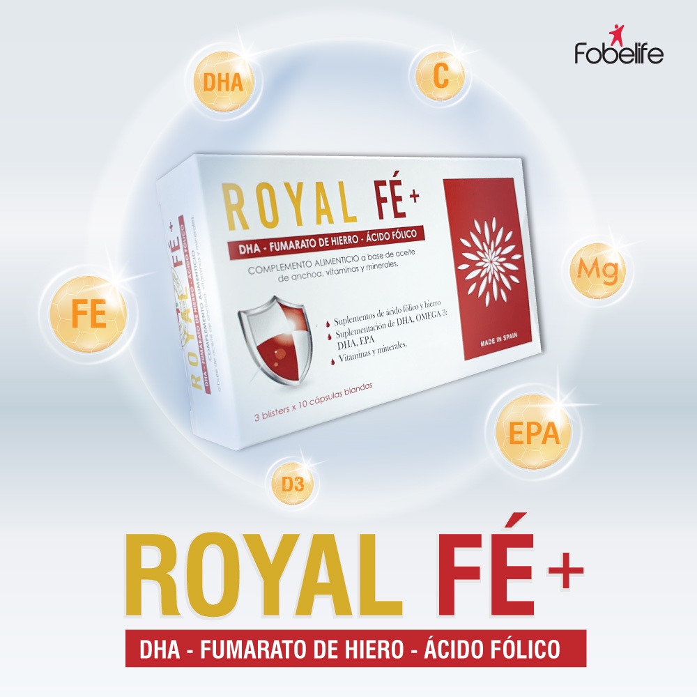 Viên Uống Bổ Sung Sắt DHA Vitamin Khoáng Chất ROYAL FE+ (TÂY BAN NHA) - Hộp 30 viên