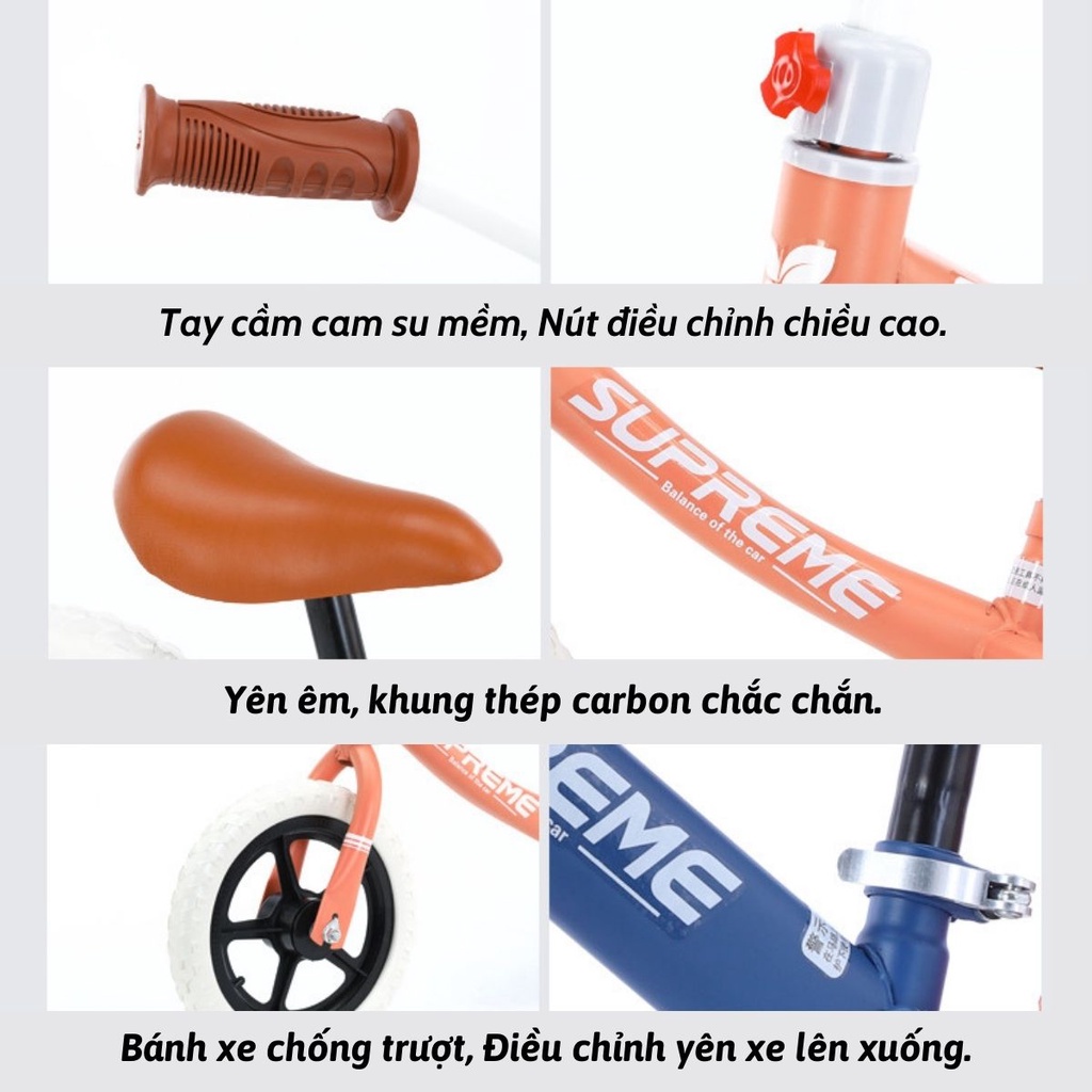 Xe chòi chân thăng bằng cho bé 2 - 6 tuổi, khung thép chắc chắn, có thể điều chỉnh chiều cao yên xe và tay lái - HobI