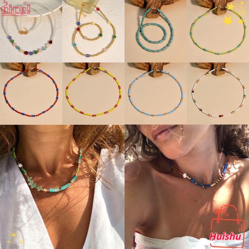 ✣Hs✣ Vòng cổ Đính Hạt Nhiều Màu Sắc Phong Cách Bohemian