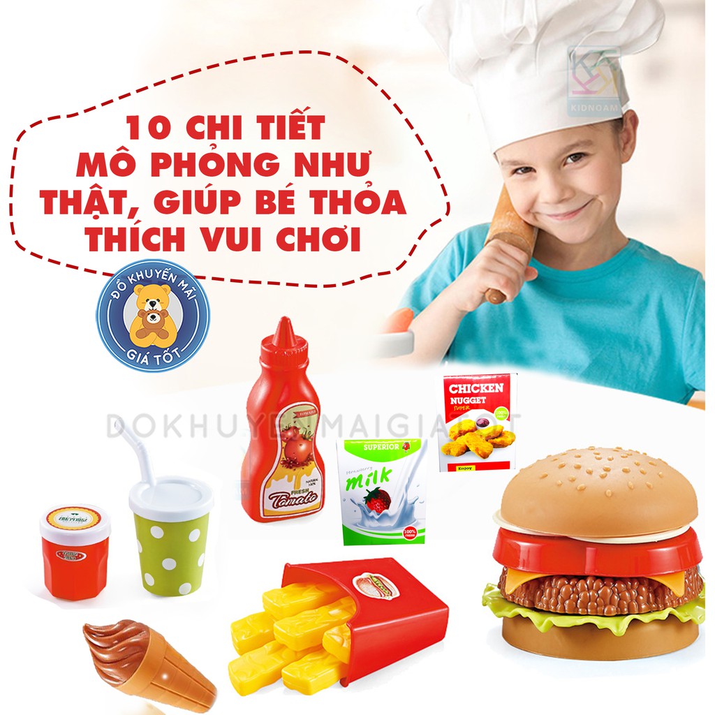 Đồ chơi cho bé ❤️ GIÁ SỐC ❤️ Đồ chơi nấu ăn cho bé gái mẫu khay thức ăn nhanh ( hamburger, kem, ...) 601-13