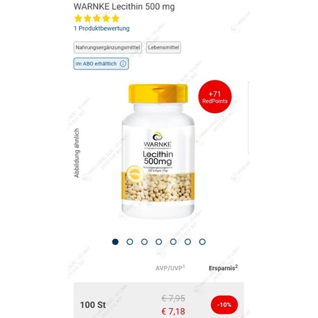 Đồ Uống Warnke Lecithin 500mg 100v (Hàng Đức Đủ Bill)