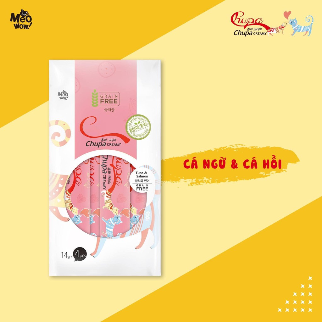 Sốt thưởng Chupa Creamy Meowow dành cho mèo - Súp thưởng dinh dưỡng nhiều vị, Grain Free - Kitty Pet Shop