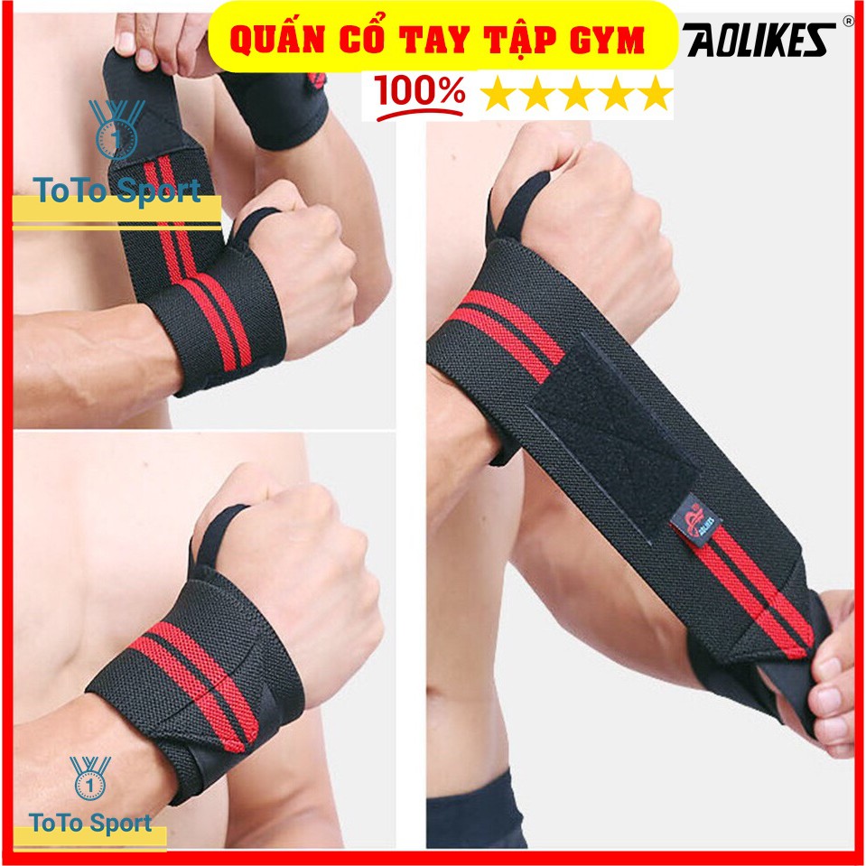 Băng Quấn Cổ Tay Tập Gym, băng cổ tay Aolikes bản 2 bản to sọc dài A1538