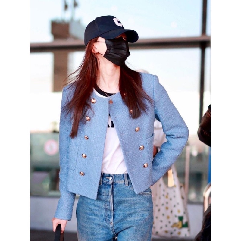 ÁO KHOÁC DẠ TWEED XANH DƯƠNG