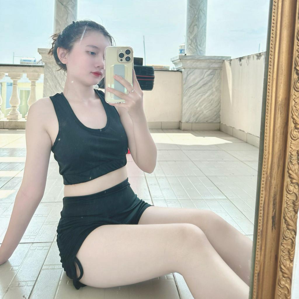 Bộ nữ tập gym yoga earobic kết hợp quần đùi có dây rút tạo điểm nhấn- Đồ tập áo bra co giãn thoải mái vận động g5.shop