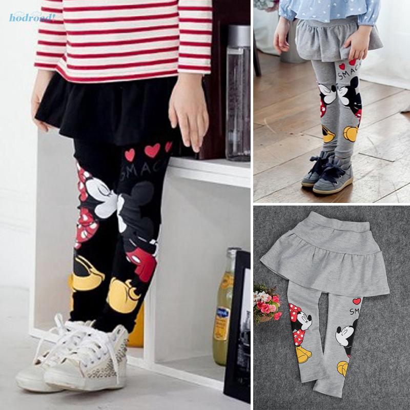 Quần legging liền chân váy cotton mềm mại họa tiết chuột Mickey/Minnie thời trang dành cho bé gái