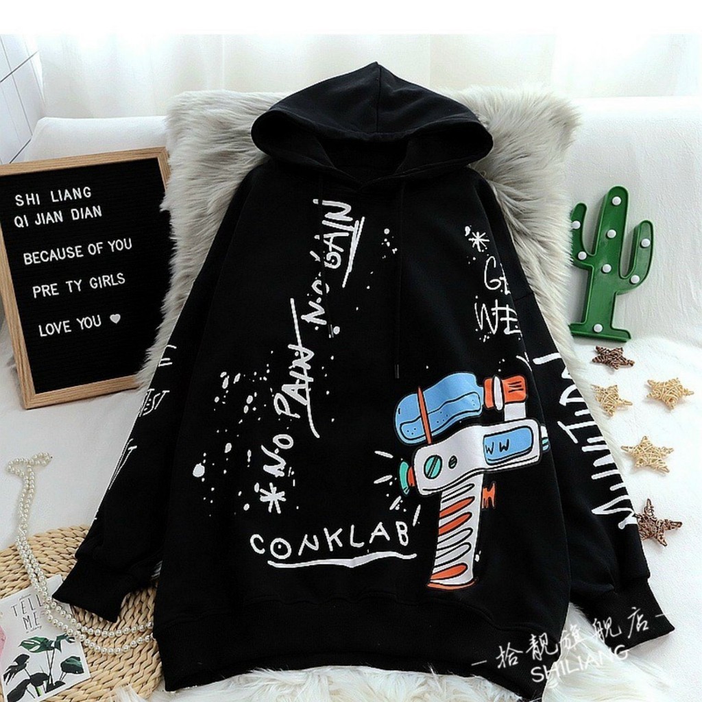 ÁO KHOÁC HOODIE ĐEN NAM NỮ IN HÌNH MÀU SẮC CỰC NGẦU UNISEX SÚNG NƯỚC