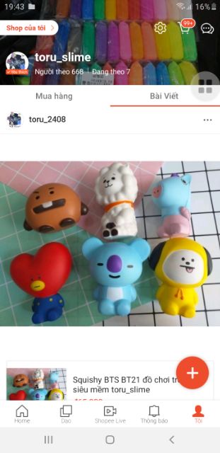 Squishy BTS BT21 siêu mềm chậm tăng đồ chơi trẻ em