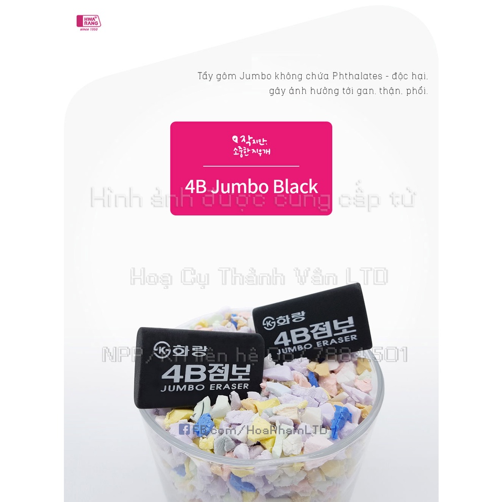 Tẩy Gôm Mềm 4B Đen Hàn Quốc Jumbo Eraser | Tẩy Gôm 4B Vàng Gingko