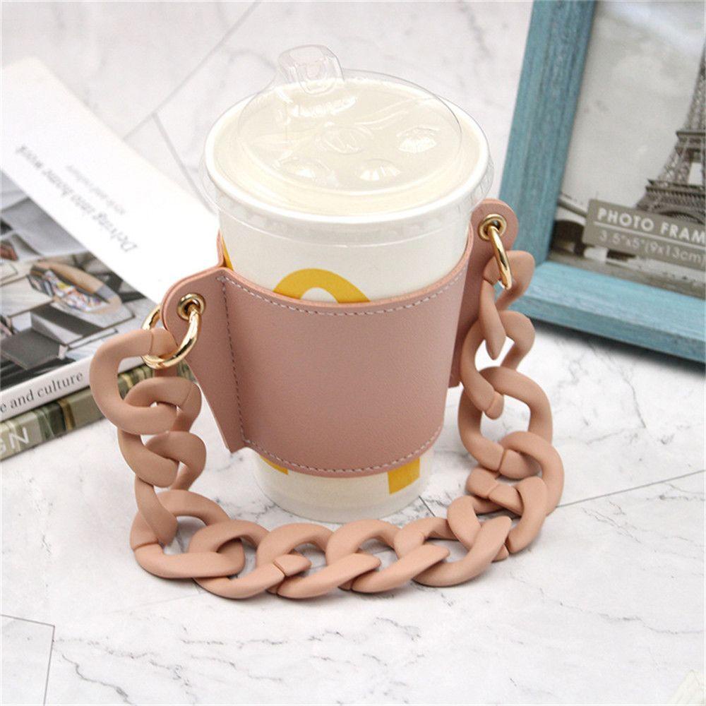 Vỏ Bọc Chai Nước Bằng Da PU Có Thể Tháo Rời Kèm Dây Đeo Sợi Xích Tiện