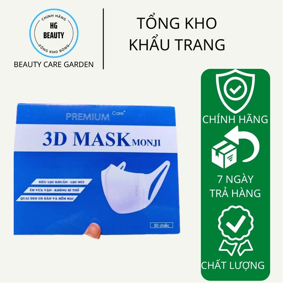 [ Hộp 50 chiếc] KHẨU TRANG 3D Monji trung hiếu (dành cho cỡ mặt nhỏ)