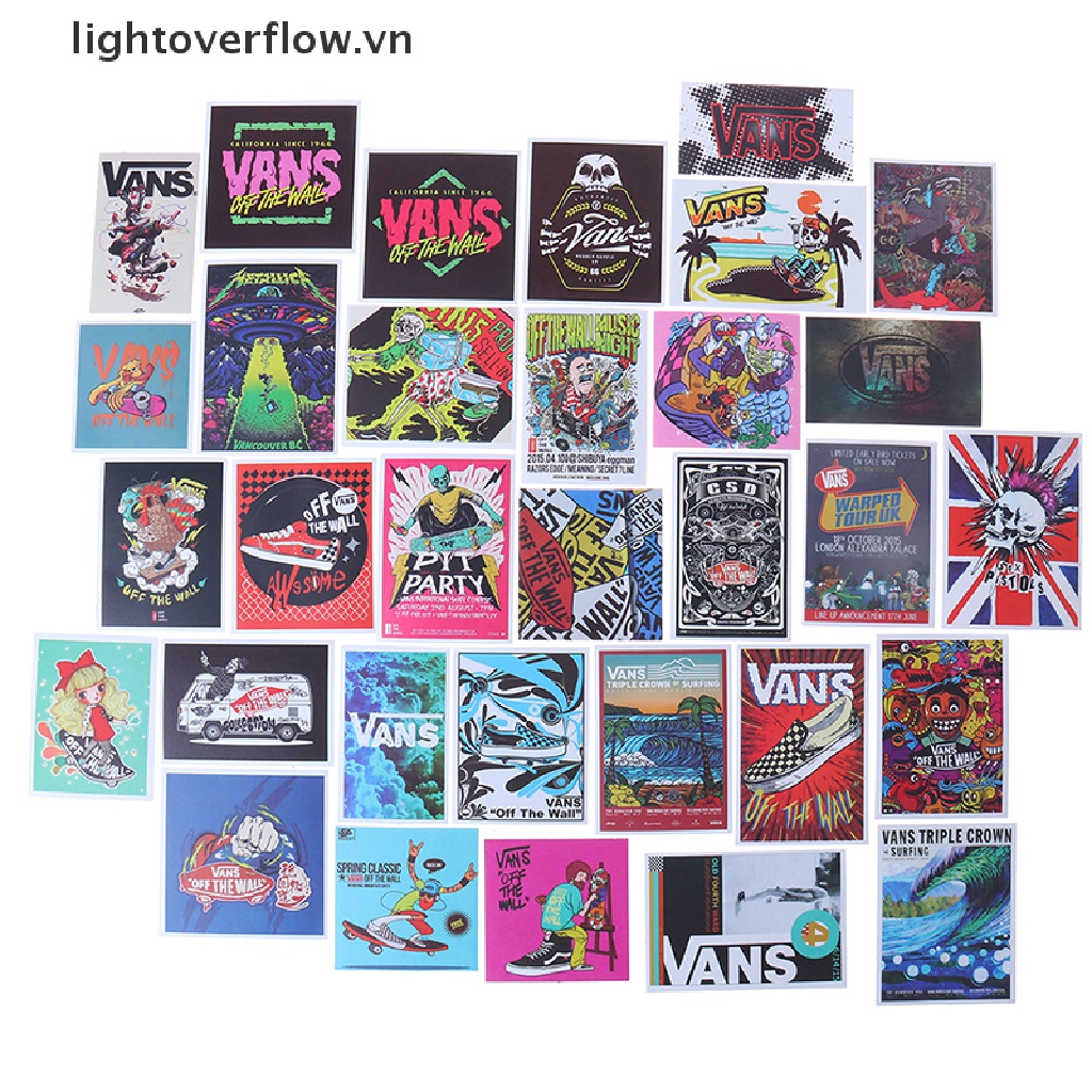 VANS Set 100 Miếng Dán Trang Trí Ván Trượt / Laptop / Xe Đạp / Xe Hơi Họa Tiết Graffiti Độc Đáo