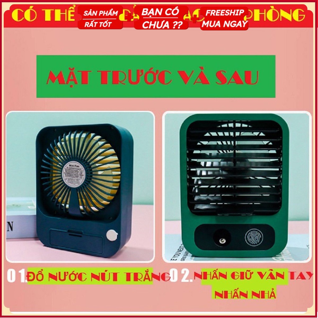 [ Quạt Xông Tinh Dầu ] Quạt Tích Điện Phun Sương Để Bàn Cần Tay 3 Chế Độ Mát Làm Lạnh Hơi Nước Cao Cấp 120x55x160mm