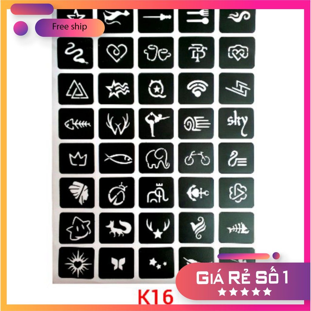 Khuôn xăm hình trái tim, xe đạp và các hình nhỏ siêu xinh mã K16( không kèm mực)