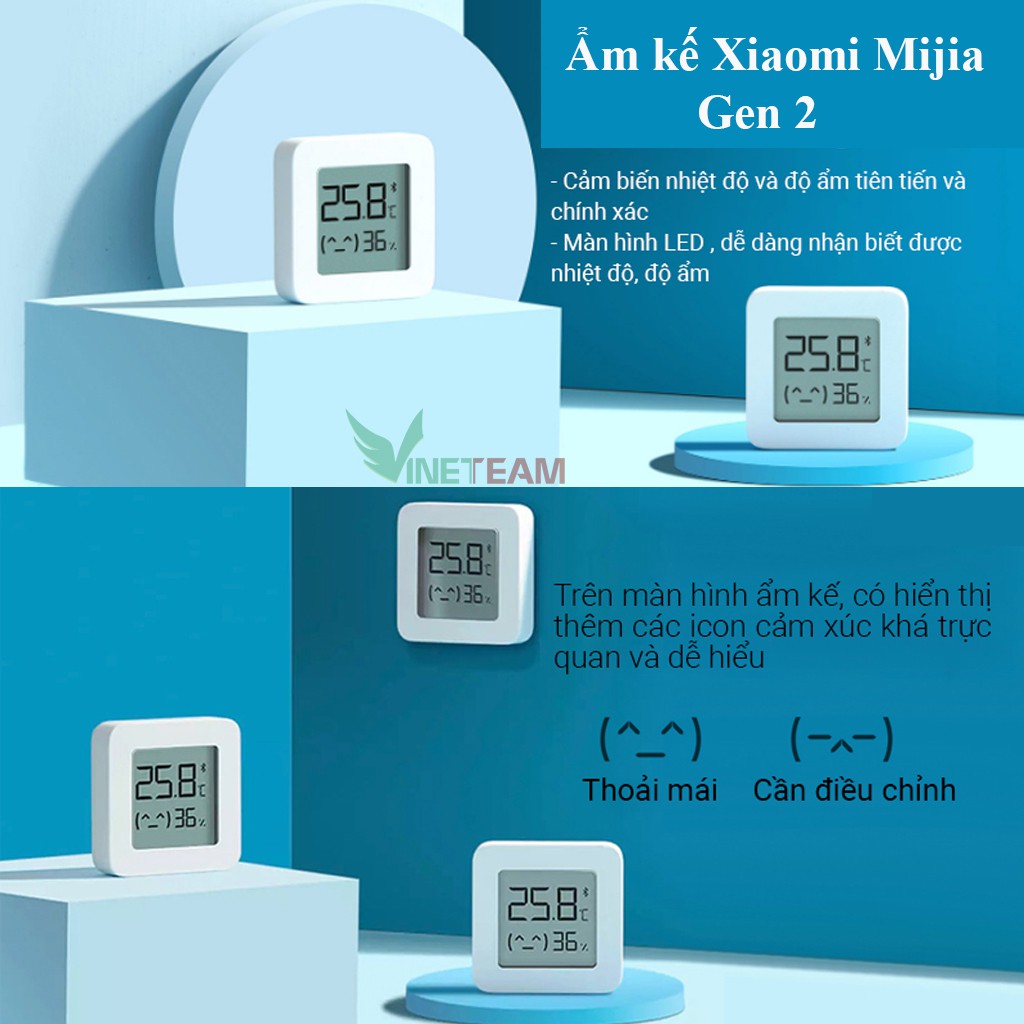Nhiệt ẩm kế thông minh Xiaomi Mijia thế hệ 2 (gen2), Ẩm kế thông minh Hank  kết nối bluetooth