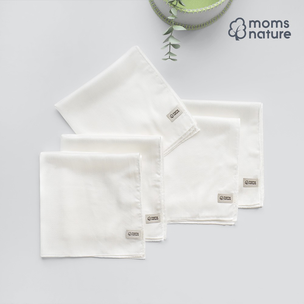 Set 10 khăn sữa sợi tre trắng vải dập [Mom's Nature - Hàn Quốc] (100% sợi tre) cho bé