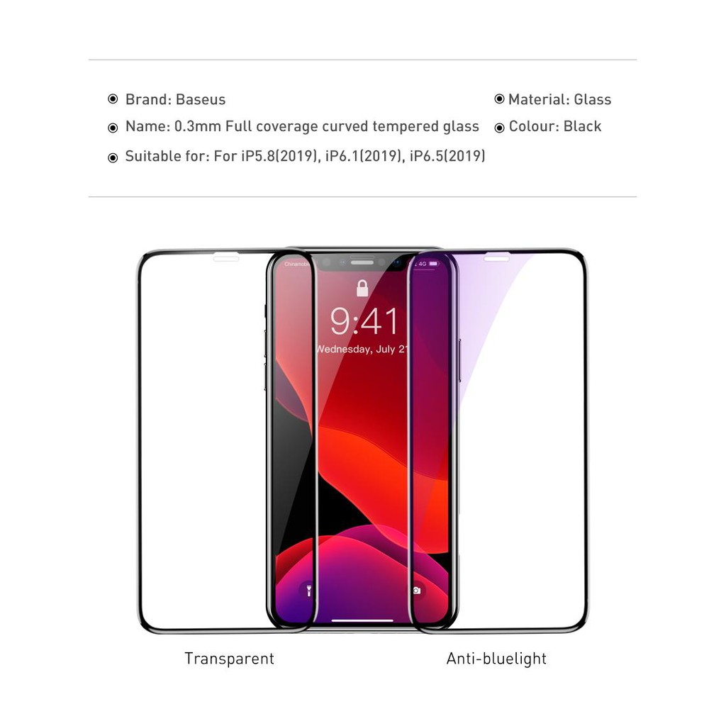 Kính cường lực cho các mã IPHONE X đến iPhone 11 siêu mỏng, 5 lớp CHỐNG BUI LOA CHÔNG VÂN TAY Series Baseus