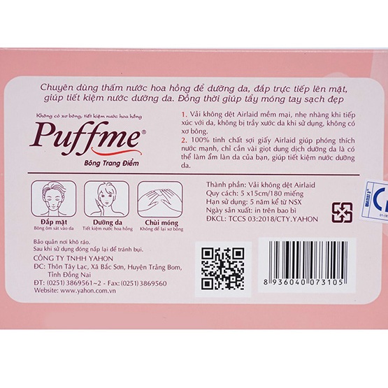 Combo 5 hộp bông dưỡng da chuyên dụng Puffme 180 miếng/hộp