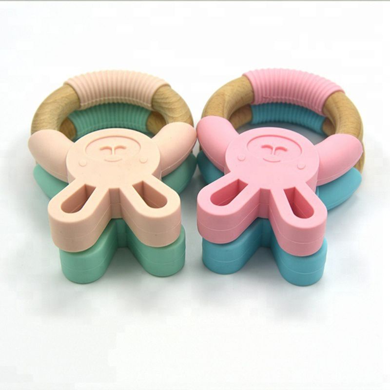 1 Đồ Chơi Lục Lạc Hình Thỏ Bằng Silicone Cho Bé Sơ Sinh Mọc Răng