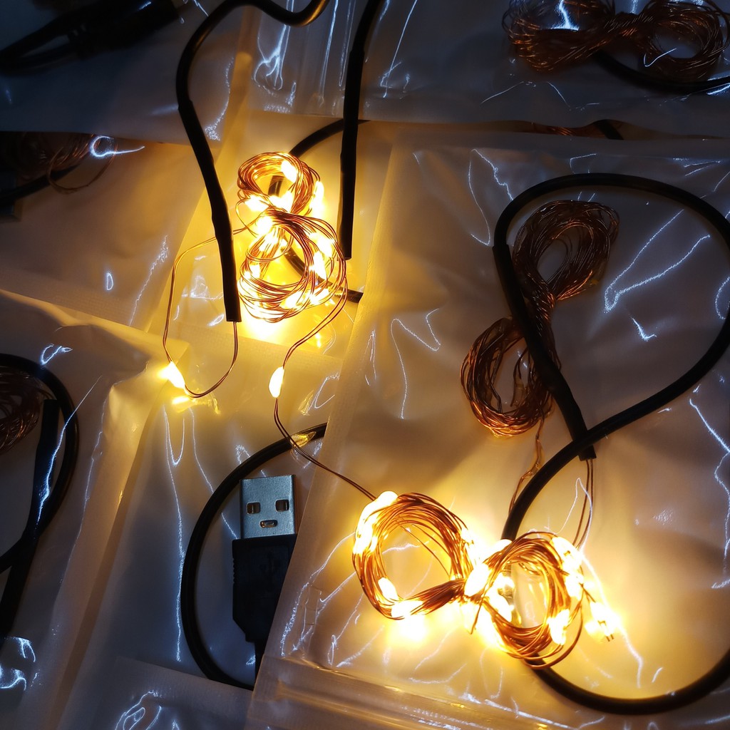 Đèn LED trang trí mô hình 3D gỗ- đèn bedding fairy light đom đóm 2m dùng pin dẹt hoặc USB 5V | BigBuy360 - bigbuy360.vn