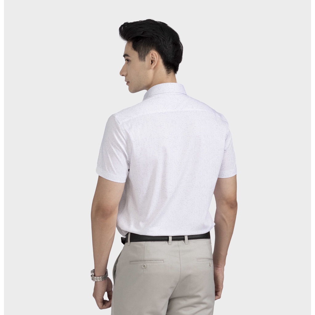 [MẪU MỚI] Áo sơ mi nam ngắn tay ARISTINO họa tiết trắng in chấm xanh lịch lãm, nhã nhặn- ASS066S2