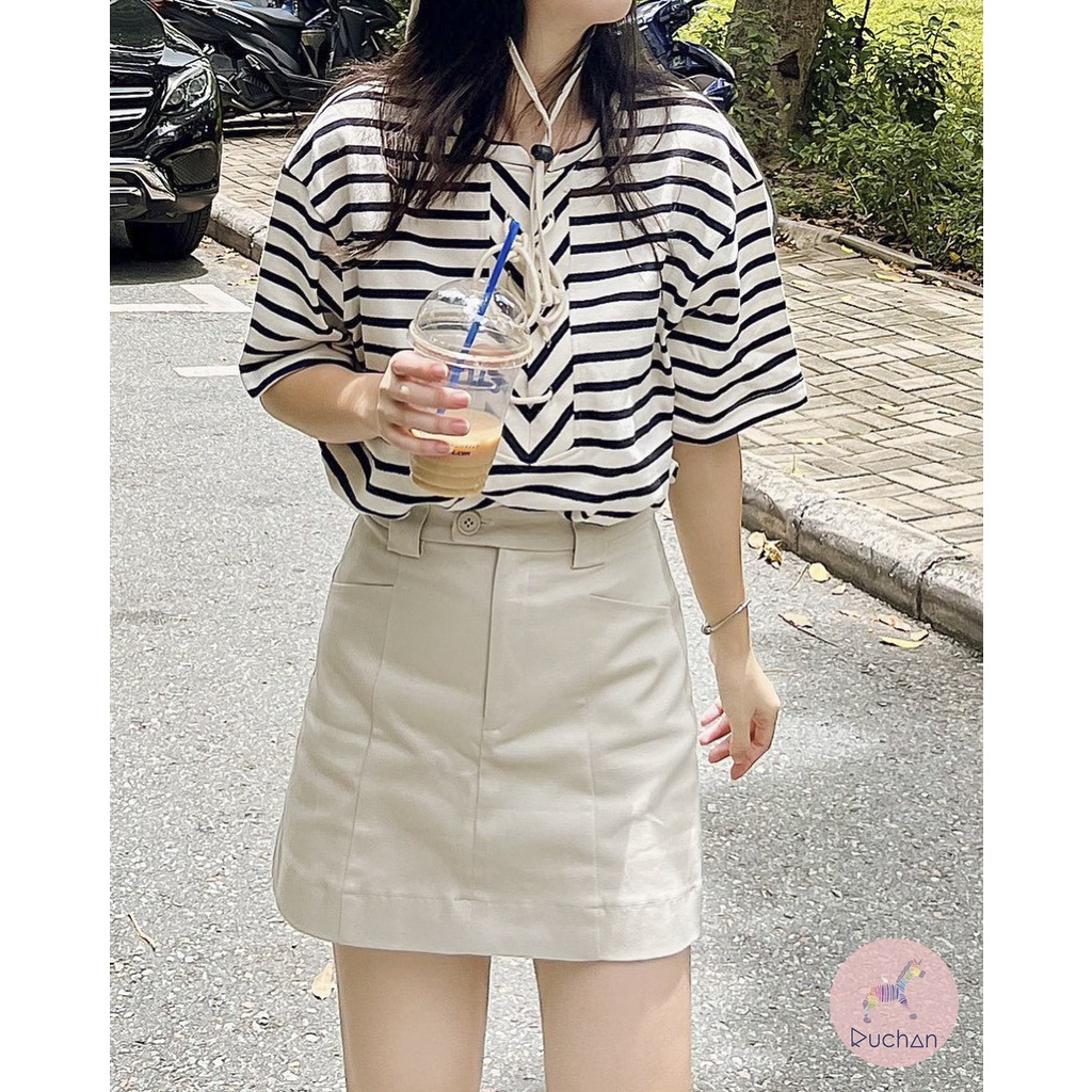 Quần giả váy nữ ngắn lưng cao RUCHAN thiết kế chữ a kiểu cạp cao đi chơi năng động trẻ trung