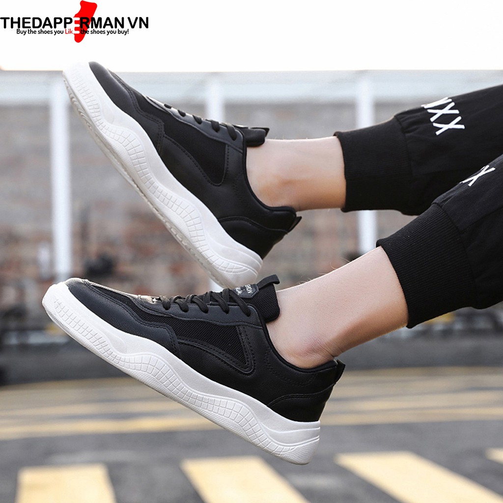 Giày thể thao sneaker nam THEDAPPERMAN CS02 chất liệu da, đế cao su nhiệt dẻo, êm chân, chống trơn trượt, màu đen