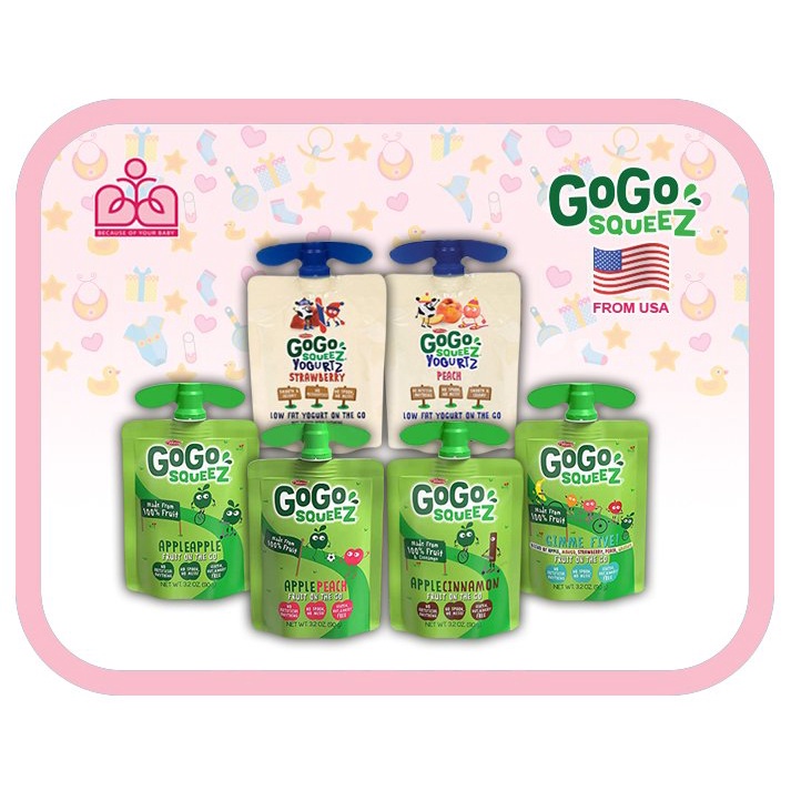 (Nhập US) Trái cây - Sữa chua nghiền GOGO SQUEEZ cho bé (Date T9/2022)