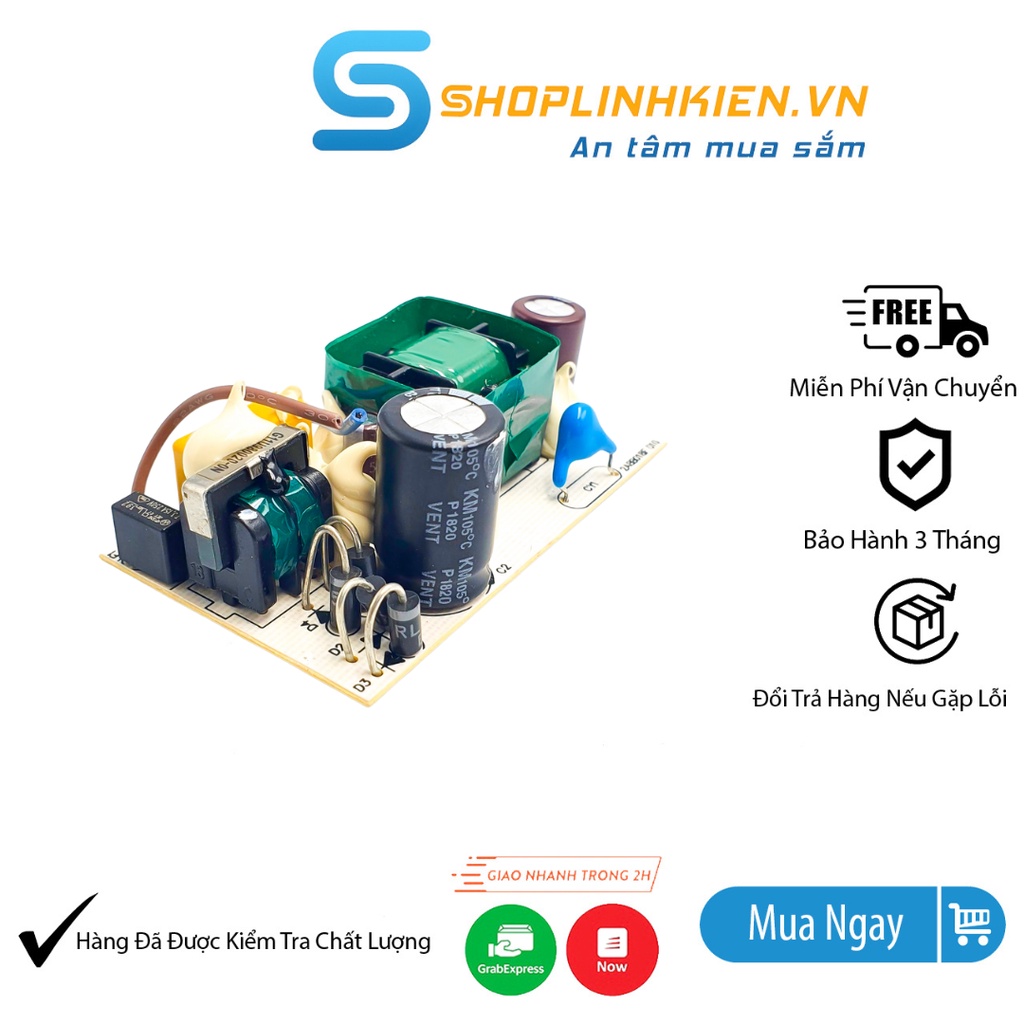 Mạch đổi nguồn 220V về 12V 1.5A cho thiết bị điện tử nguồn không vỏ 12V1A 12V1.5A - ShopLinhKienM2M