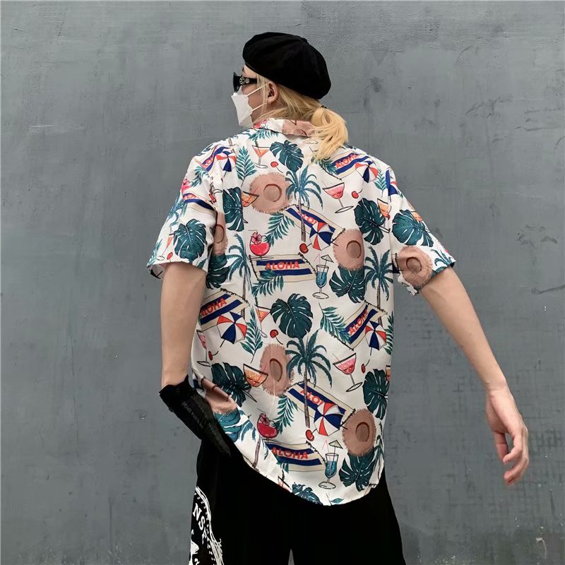 Korean Style 3D Printed Short Sleeve Shirt For Men