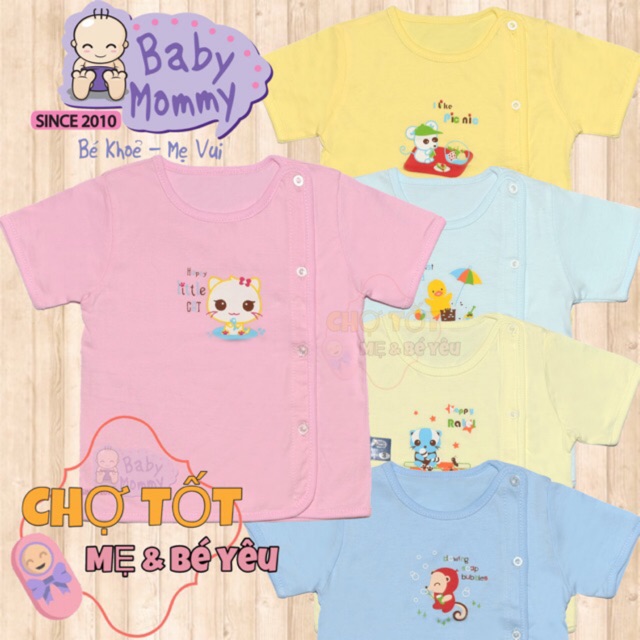 [CHẤT ĐẸP] ÁO SƠ SINH TAY NGẮN CÚC LỆCH BABYMOMMY 0-6 THÁNG