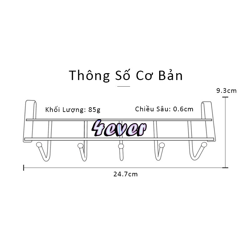 Móc Treo Đồ 5 Chấu Cài Bên Hông Tủ Nhựa - Lưới - Giày Lắp Ghép Dài 25 Cm Màu Trắng Sơn Tĩnh Điện