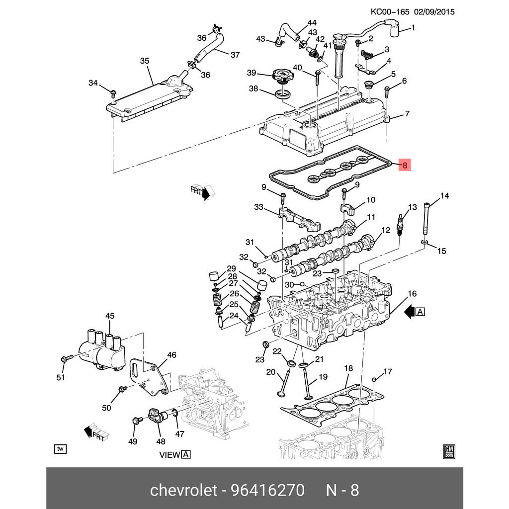 Gioăng năp giàm cò/cam CHEVROLET SPARK M300  / Hàng xịn GM chính hãng - Mã PT 96416270
