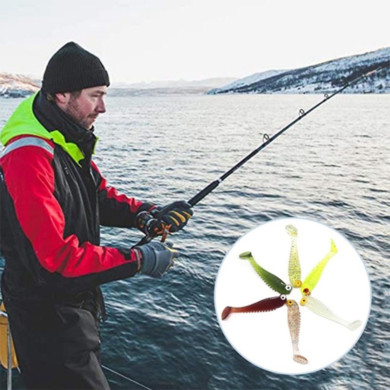 Mồi Câu Cá Giả 7 Màu Bằng Silicone Dạ Quang