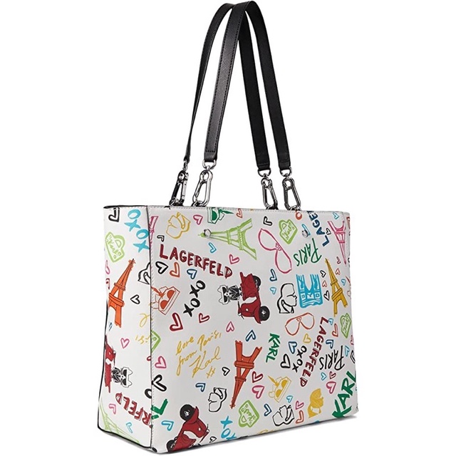 TÚI ĐEO VAI ADELE TOTE KARL LAGERFELD PARIS MÀU TRẮNG - AUTHENTIC