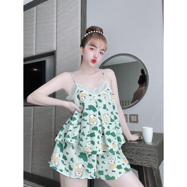 BỘ 2 DÂY LỤA MANGO PHỐI REN SIÊU QUYẾN RŨ- Big Size