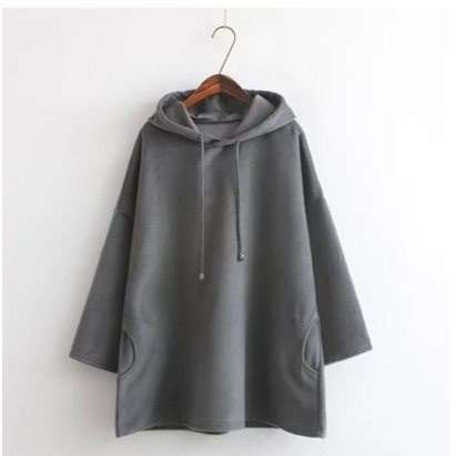 ❅✲Xiaozhainv Áo Hoodies tay dài màu trơn thiết kế dáng rộng thoải mái