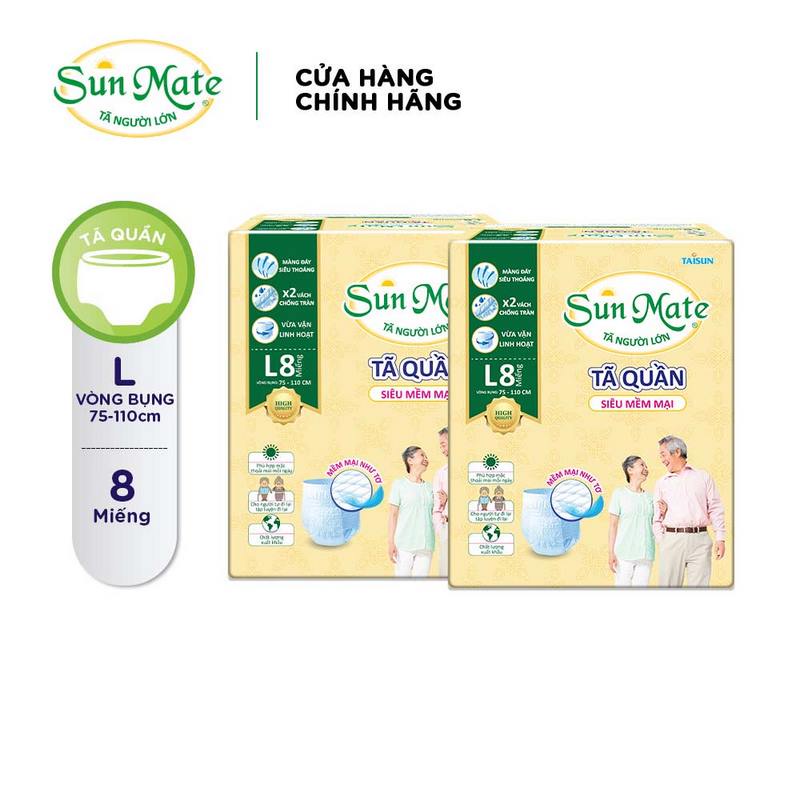 [Mã BMBAU50 giảm 7% đơn 99K] Combo 02 Tã quần người lớn Siêu mềm SunMate size M- L