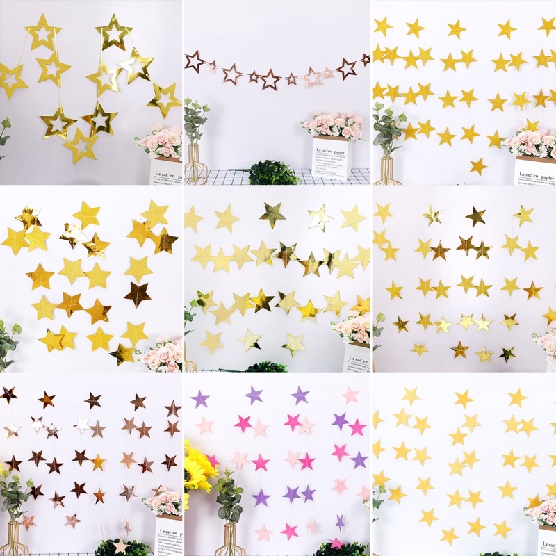 {Tặng dây garland ngôi sao 4m} Set bóng bay trang trí sinh nhật Style Hàn Quốc Vintage HF01