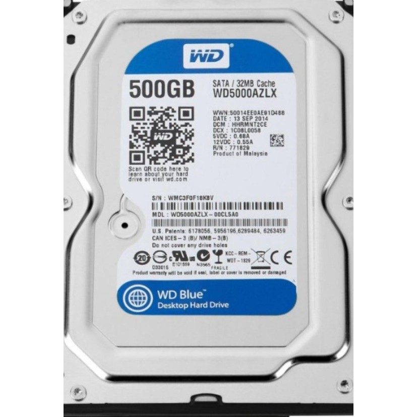 Ổ cứng HDD 500GB Western Blue - Tặng cáp sata 3.0 - Hàng nhập khẩu tháo máy đồng bộ mới 98% - Bảo hành 1T | BigBuy360 - bigbuy360.vn