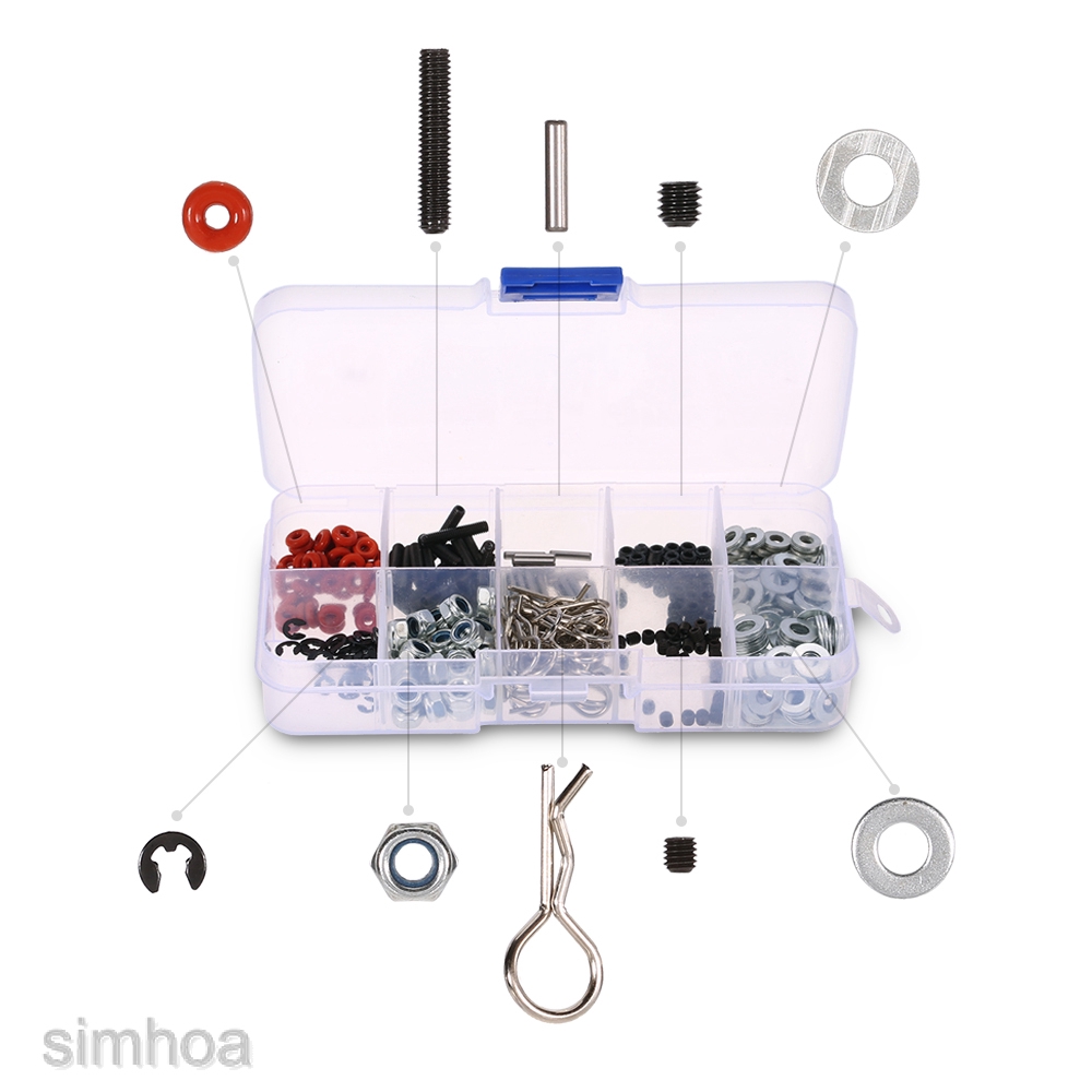 [SIMHOA] Set/340pcs Assorted RC Screws Tool Set for RC Car Kit HSP Axial Replacement